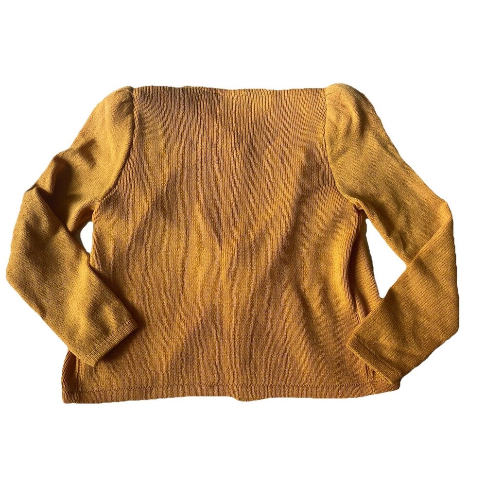Vintage 80s/90s  St John Marie Gray YELLOW/GOLD  Knit Cardigan Sz 8 - Picture 7 of 8